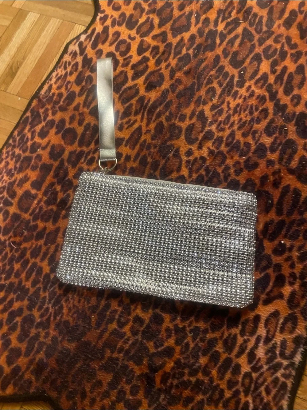 Silver Rhinestone Wristlet Clutch - Elegant Evening Bag